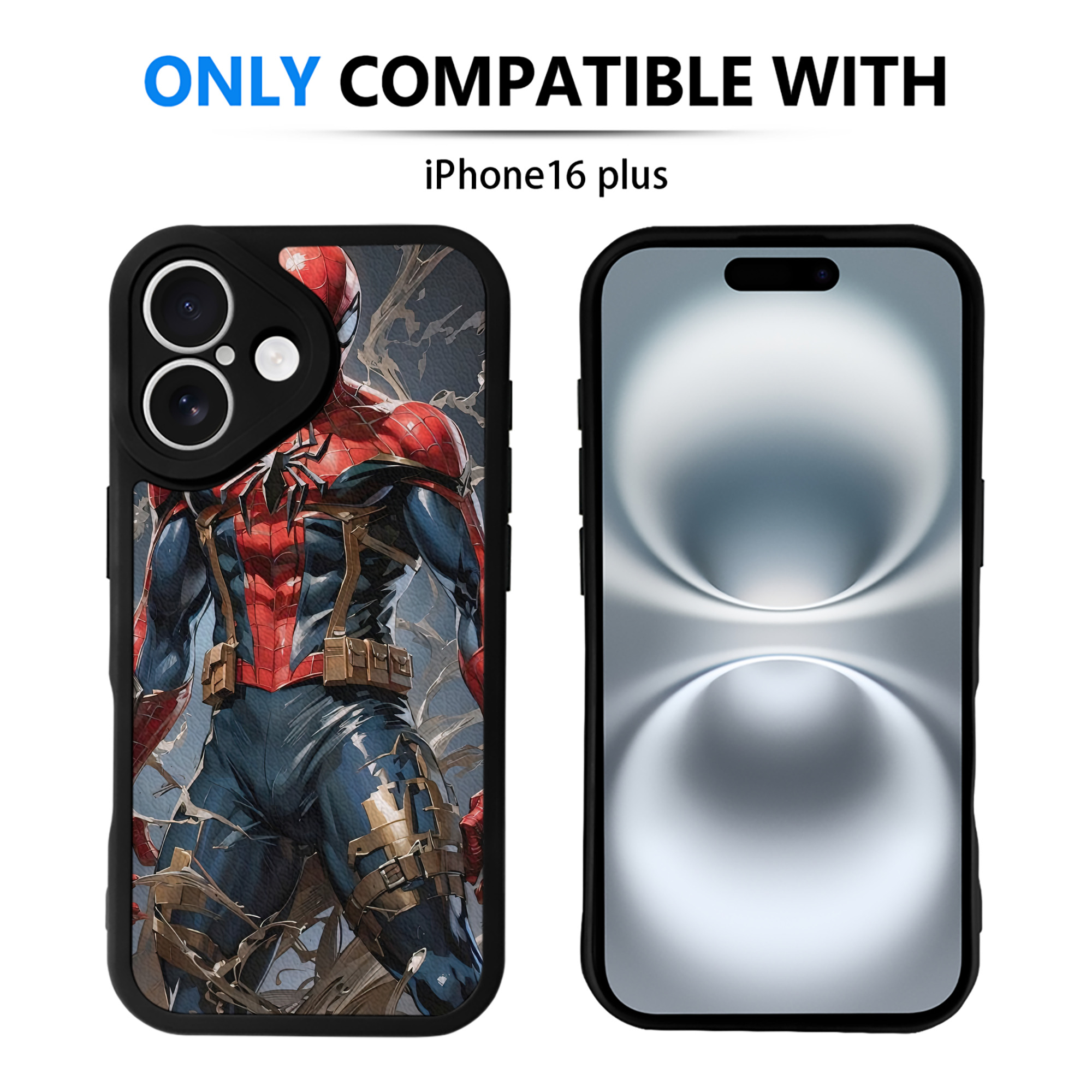 （画像用） Spider Man スパイダーマン 【iPhone 16シリーズ対応】シリコンスマホケース（レザー調） 材質：シリコン